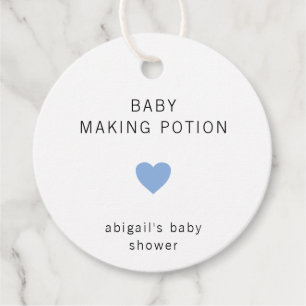 Baby Making Potion Modern Blue Boy Baby Shower Favour Tags