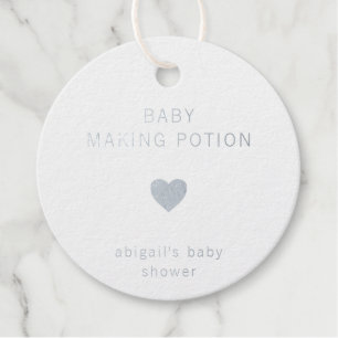 Baby Making Potion Modern Silver Foil Baby Shower Favour Tags