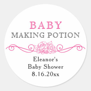 Baby Making Potion Pink Baby Shower Favour Classic Round Sticker