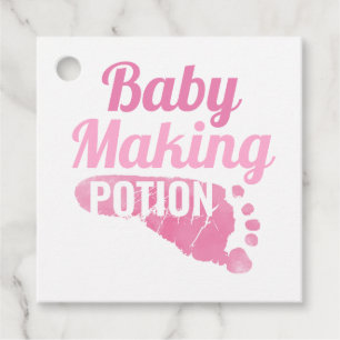 Baby Making Potion Pink Footprint Shower Thank You Favour Tags