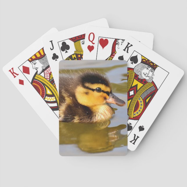 Baby Mallard Duck Swimming Playing Cards (Back)