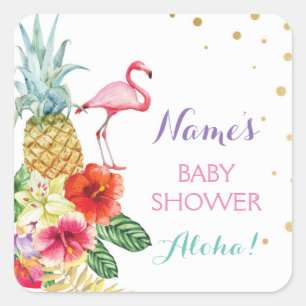 Baby Maman Douche Aloha Flamant rose Tiki Stickers