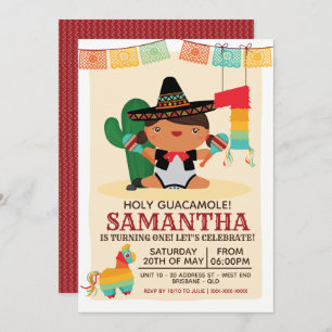 Baby Mariachi Holy Guacamole Invitation d'un an
