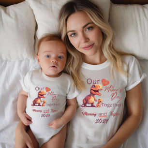 Baby Matching T-Rex Our First Mother'sDay Together Bodysuit