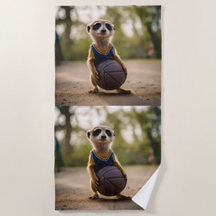 Baby Meerkat Basketball Player, Beach Towel