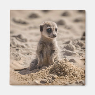 Baby Meerkat Playing In Sand, Magnet
