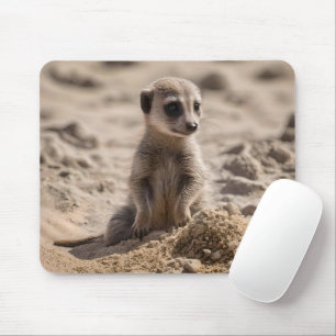 Baby Meerkat Playing In Sand, Mouse Pad