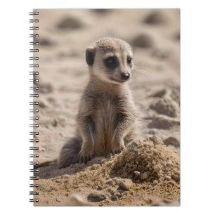 Baby Meerkat Playing In Sand,  Notebook