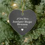 Baby Memorial Chalkboard Full Photo Ceramic Ornament<br><div class="desc">Honour your precious baby with this photo ornament. Keep a beautiful reminder of your child, or give this as a holiday gift to family and friends. Personalize this baby photo memorial ornament with a custom name, memorial and year. This photo ornament features a chalkboard background front as well as a...</div>