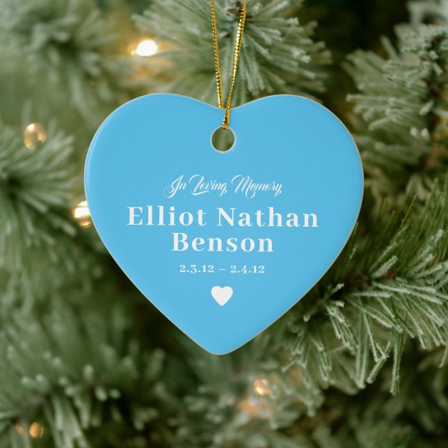 Baby Memorial Dark Blue Full Photo Ceramic Ornament (Tree)