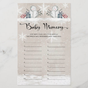 Baby Memory Snowman Baby Shower Game