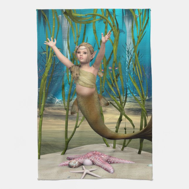 Baby Mermaid Kitchen Towel (Vertical)