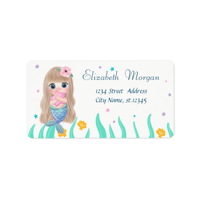 Baby Mermaid,Seashells,Sea Label (Front)