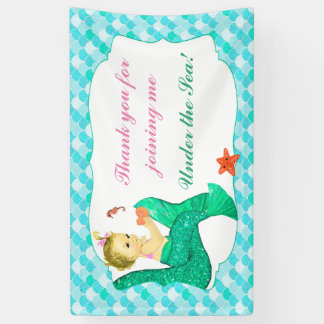 Baby Mermaid Tails Pink Teal Banner