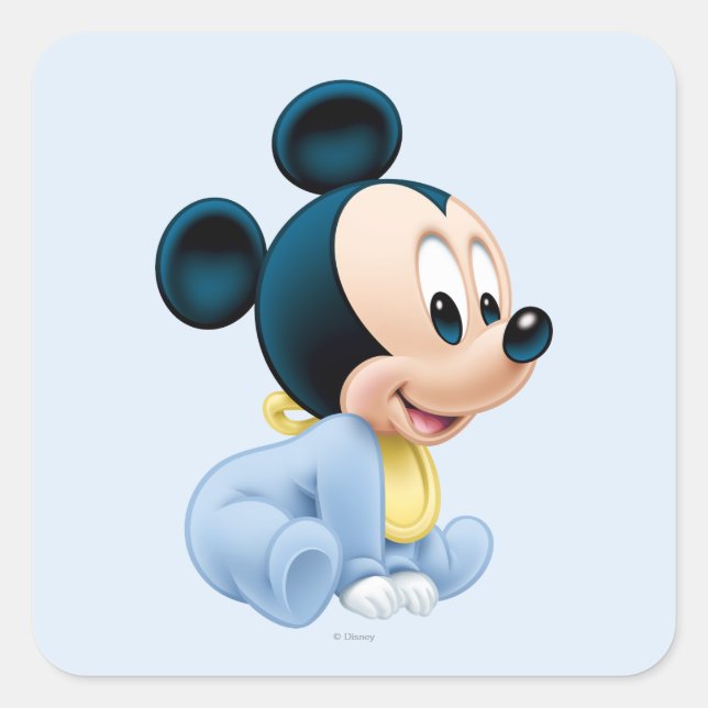 Baby Mickey | Blue Pyjamas Square Sticker (Front)
