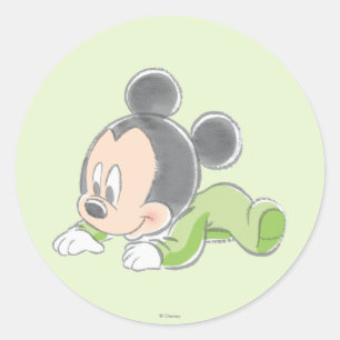 Baby Mickey   Green Pajamas Classic Round Sticker