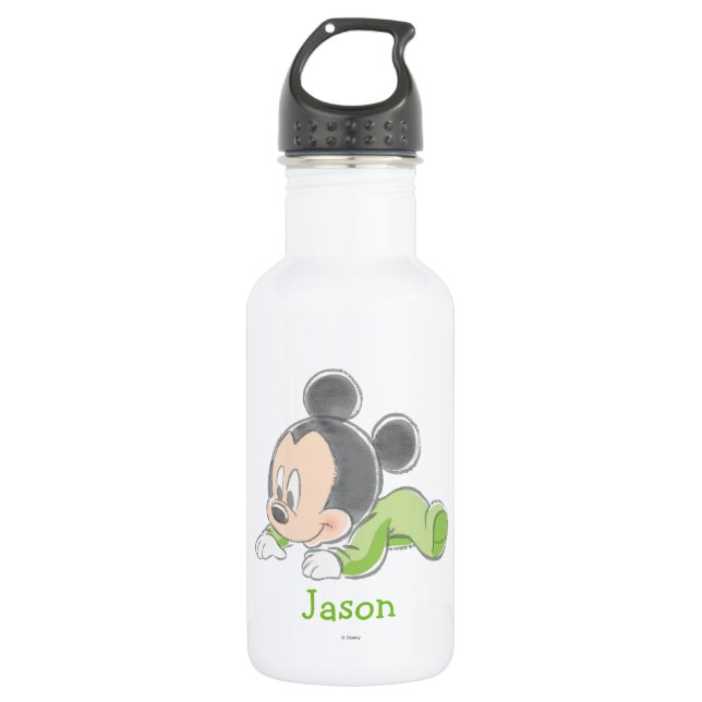 Baby Mickey Mouse in Green Pyjamas 532 Ml Water Bottle (Front)