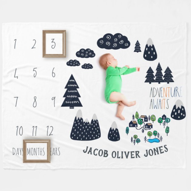 Baby Milestone Blanket Adventure Awaits Zazzle