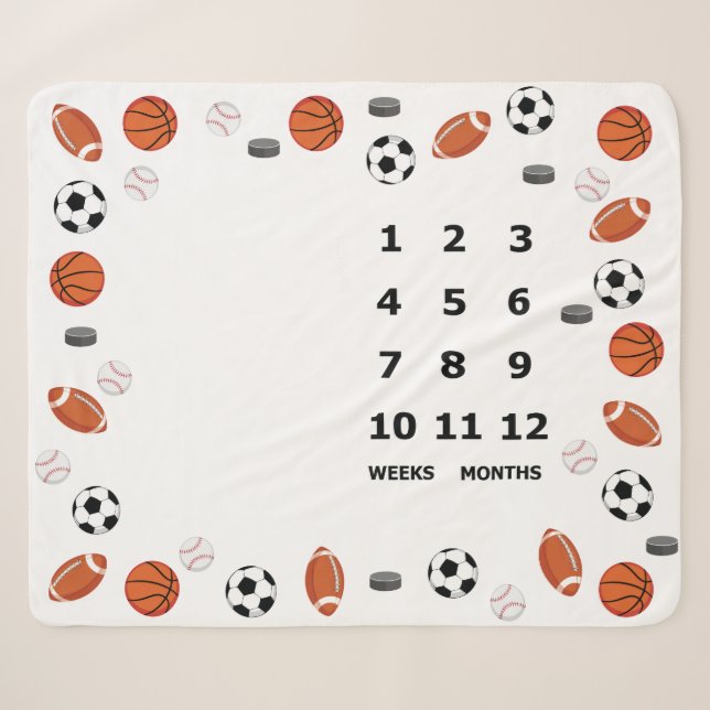 Baby Milestone Blanket Sports Design (Front (Horizontal))