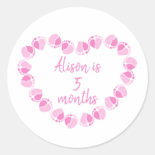 Baby milestone for baby girl classic round sticker