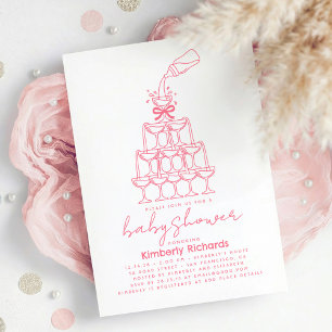Baby Milk Bottle Champagne Tower Funny Baby Shower Invitation