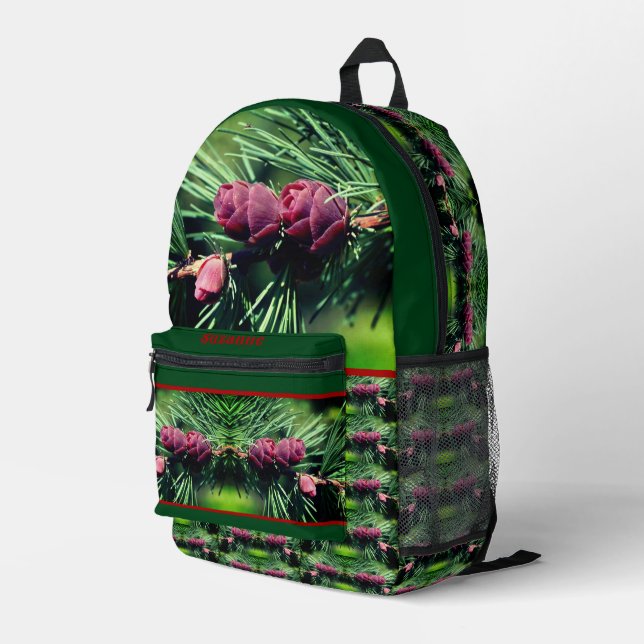 Baby Miniature Pine Cones Personalized Printed Backpack (Back Corner Right)