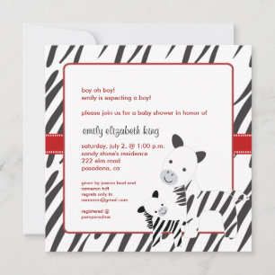 Baby+Mommy Zebra Baby Shower Invitation