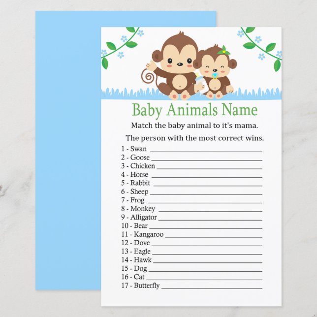 Baby Monkey Baby Animals Name Game (Front/Back)