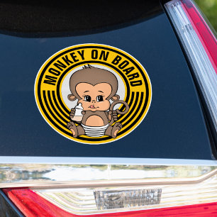 Baby Monkey Baby On Board Car Sticker-Round