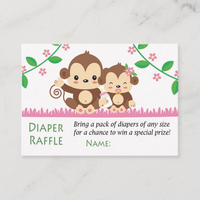 Baby Monkey Diaper Raffle Tickets (Front)