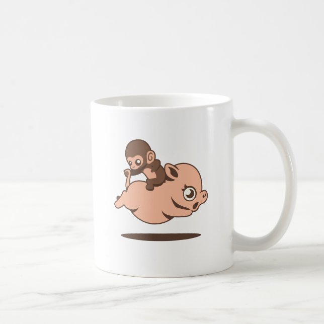 Baby Monkey (Going Backwards on a Pig) Coffee Mug (Right)