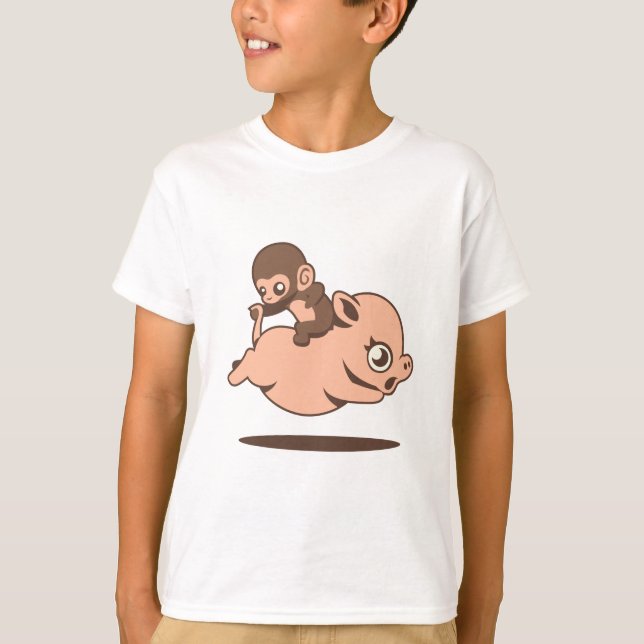 Baby Monkey (Going Backwards on a Pig) T-Shirt (Front)