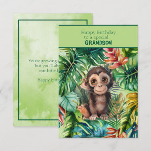 Baby Monkey Happy Birthday Special Grandson Card