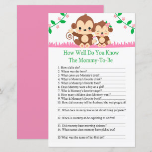Baby Monkey How well do you know baby shower game