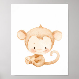 Baby Monkey Nursery Wall Art Print