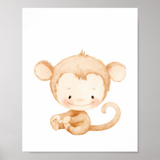 Baby Monkey Nursery Wall Art Print