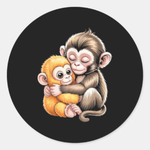 Baby monkey punch classic round sticker