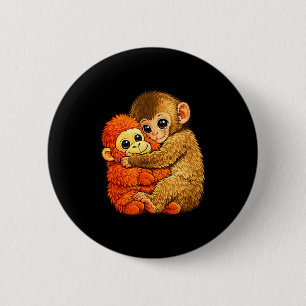 Baby monkey punch - funny monkey plush toy meme 2 inch round button