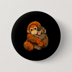 Baby monkey punch mama monkey toy warm hug cute 2 inch round button