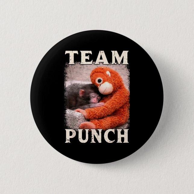 Baby monkey punch meme team punch trend meme 2 inch round button (Front)