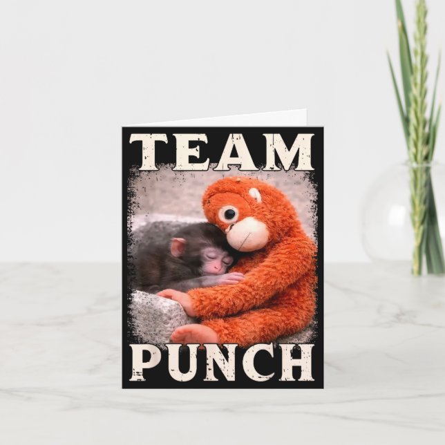 Baby monkey punch meme team punch trend meme card (Front)