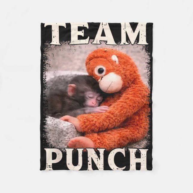 Baby monkey punch meme team punch trend meme fleece blanket (Front)