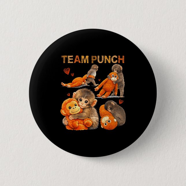 Baby monkey punch team punch  2 inch round button (Front)