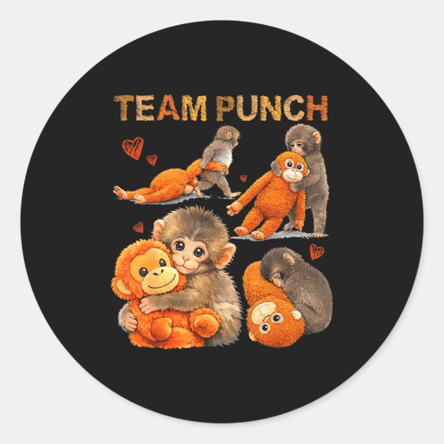Baby monkey punch team punch  classic round sticker (Front)