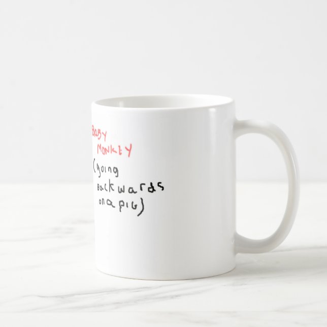 Baby Monkey (riding backwards on a pig) Coffee Mug (Right)