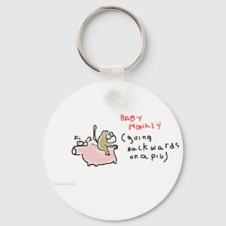 Baby Monkey (riding backwards on a pig) Keychain