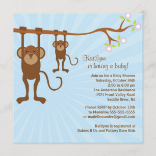Baby Monkey Safari Baby Shower Invitation