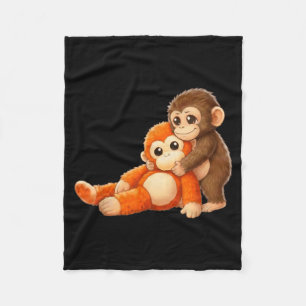 Baby monkey team punch cute animal retro style for fleece blanket