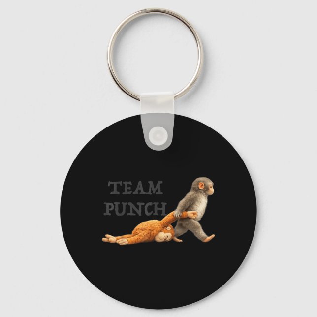 Baby Monkey Team Punch Funny Viral Monkey Meme Keychain (Front)