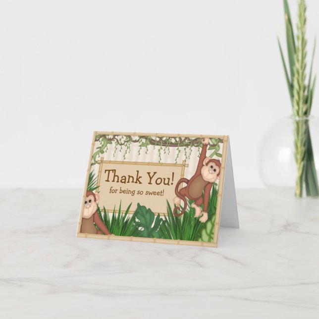 Baby Monkey Thank You Note Card (Front)